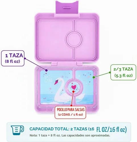 Vista 2 de Yumbox Caja de aperitivos a prueba de fugas - Ami Purple (bandeja de cisne)