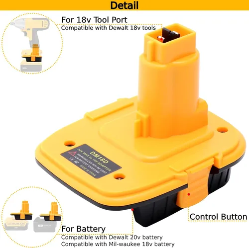 Vista 5 de Tulepowceeng Paquete de 2 adaptadores de batería DM18D compatibles con herramientas Dewalt de 18V, convertidor compatible con Dewalt de 20V