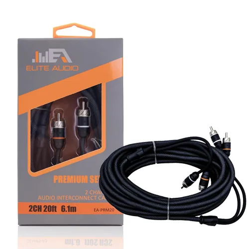 Vista 17 de Elite Audio Serie Premium 1.5 pies. Cable RCA de audio para auto de 2 canales – Blindado doble, cobre libre de oxígeno, cable de audio reductor