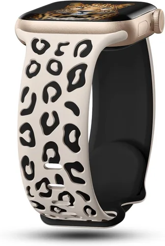 Vista 15 de CreateGreat Correas de leopardo grabadas compatibles con Apple Watch Band de 1.575 in 1.614 in 1.496 in 1.654 in 1.732 in 1.772 in 1.811 in 1.929 in