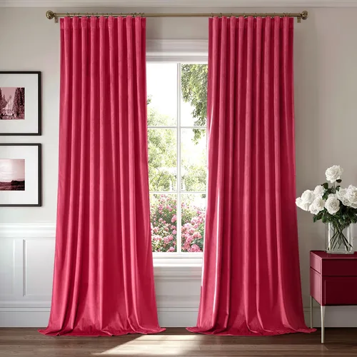Vista 25 de MIULEE Cortinas opacas plisadas de terciopelo beige