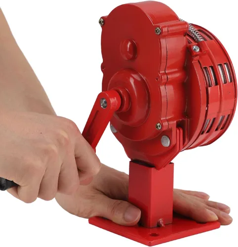 Vista 4 de Keenso Adjustable Volume Hand Crank Siren 110dB Loud Alarm for Emergency, Portable Siren for Outdoor Use (Red)