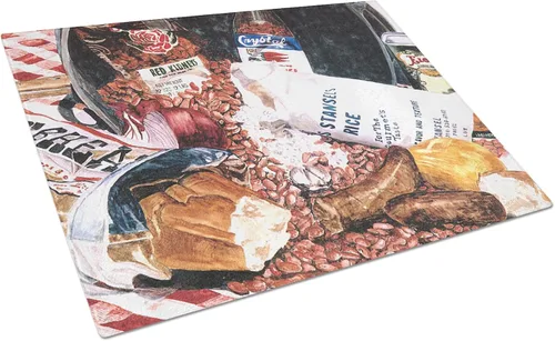 Vista 15 de Caroline's Treasures 1002LCB Barq's, Crabs and Spices Tabla de cortar de vidrio grande decorativa de vidrio templado Tabla de cortar y servir
