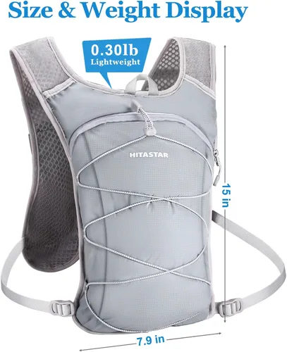 Vista 3 de Mochila de hidratación con vejiga de hidratación de 2 litros, mochila de agua ligera, bolsa de escalada para senderismo, paquete de hidratación