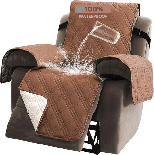 Vista 24 de PrinceDeco Fundas 100% impermeables para sofá biplaza de 2 cojines, fundas impermeables y lavables para sofá con bolsillo lateral, protector
