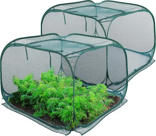 Vista 9 de ANC POP Cubierta de malla desplegable para plantas, 40 x 40 x 30 pulgadas, protector de plantas para jardín elevado y cama de flores, jaula