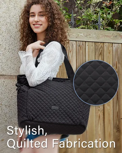 Vista 2 de BAGSMART Bolso de mano acolchado, bolsos de mano con asa superior para mujer, bolso de hombro, bolsa grande de 25 litros para el trabajo