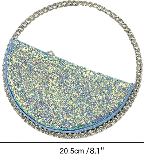 Vista 2 de Mini corazón forma redonda Rhinestone embrague bolso bolso marco diamante brillo lentejuelas brillantes bolso de noche boda fiesta