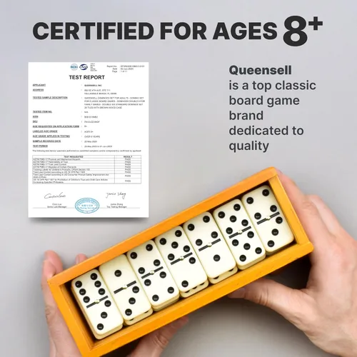 Vista 5 de Queensell Juego de dominó para adultos – Dominó – Juegos de mesa clásicos, juegos familiares de dominó dobles 6 para niños y adultos – Juego