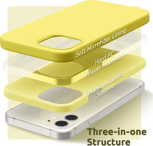 Vista 4 de SURPHY Diseñada para iPhone 12 y iPhone 12 Pro de 6.1 pulgadas, funda gruesa de silicona líquida (con forro de microfibra) para iPhone 12 y 12 Pro