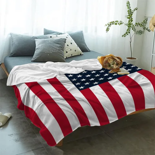 Vista 25 de YeeJu Manta de bandera estadounidense para bebé, patriótica para el 4 de julio, Día de los Caídos, 4 de julio, manta de forro polar para niños