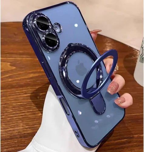 Vista 19 de Funda transparente con soporte magnético invisible para iPhone 14 Pro con protector de lente de cámara incorporado Compatible con MagSafe, cubierta