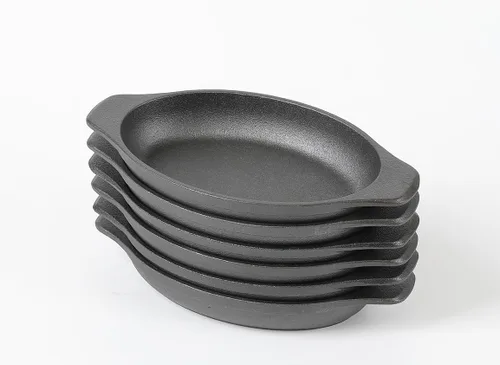 Vista 8 de HAWOK Mini platos ovalados de hierro fundido con una bolsa de almacenamiento, 6.1 x 3.85 pulgadas, 8 onzas, 4