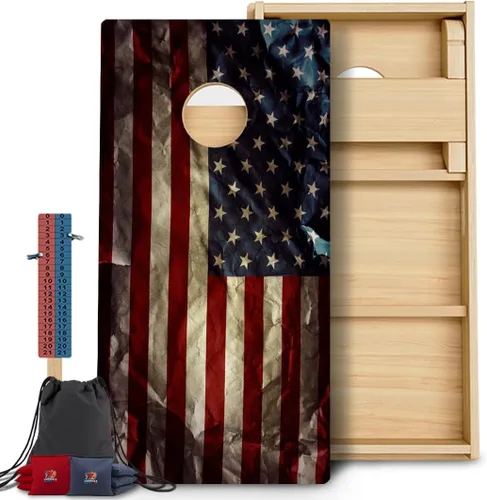 Vista 117 de CornholeGamesUSA Pro - Juego de tablas de Cornhole Fabricado en Estados Unidos Abedul báltico 3/4 Sin rebote Patas triples gruesas Dos 1