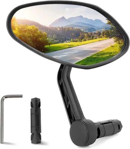 Vista 12 de Arkham Espejo de bicicleta para manillar, espejo retrovisor ajustable de bicicleta giratorio 360, espejo de bicicleta de vidrio HD a prueba