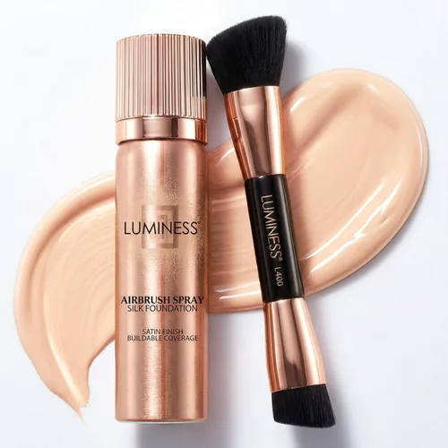 Vista 14 de LUMINESS Kit de aerosol de maquillaje con brocha de aire y brocha suave de seda – Base de maquillaje de cobertura total y brocha de doble cara