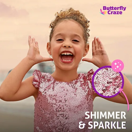 Vista 4 de Butterfly Craze Little Girls Mermaid Costume TopDress with Skirt - Perfect for Birthday Parties Halloween School Fairs