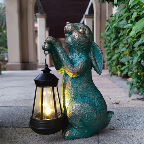 Vista 9 de JOYBEE Estatuas de Jardín Gnomos con Linterna Solar Decoración Exterior - Gnomos Figuras Solares Luces Decoraciones para Patio Jardín Césped