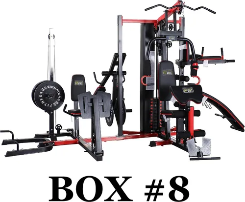 Vista 4 de Fitvids Multifunctional Home Gym System Workout Station with Leg Extension and Preacher Curl, 122.5LB Weight Stack, Multiple Options, Multiple