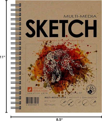 Vista 9 de Design Ideation Cuaderno de bocetos multimedia: libro de proyectos creativos de papel premium para lápiz, tinta, marcador, carbón y acuarela. Ideal