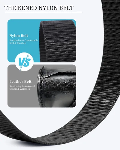 Vista 3 de AWAYTR Cinturón de trinquete de nailon para hombre, sin agujeros, cinturón de tela casual con hebilla de metal deslizante para jeans y golf