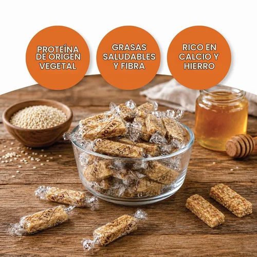 Vista 4 de Barras de caramelo crujientes de semillas de sésamo con miel, bolsa de 1