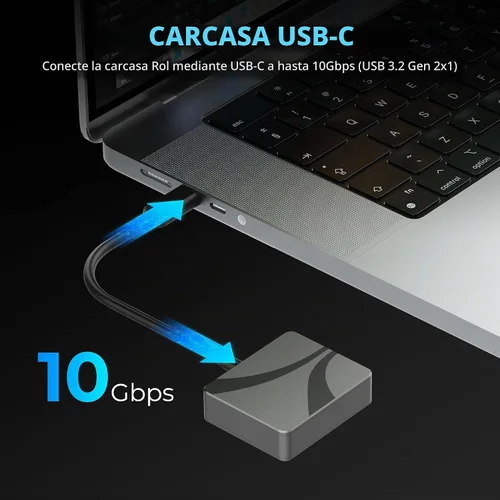 Vista 4 de SABRENT Carcasa USB-C para SSD PCIe NVMe M.2 2230, velocidad de transferencia de 10 Gbps, soporte UASP y Trim, compatible con Windows, macOS, Linux