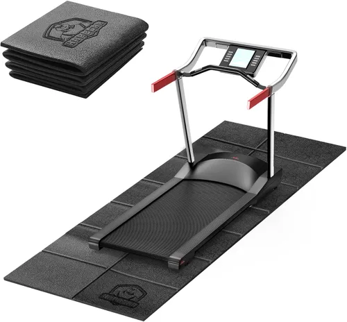 Vista 11 de HAPBEAR Alfombrilla para caminadora, 68 x 24 x 1/5 pulgadas, gruesa, antideslizante, plegable, para caminar, banco de pesas y cinta de correr