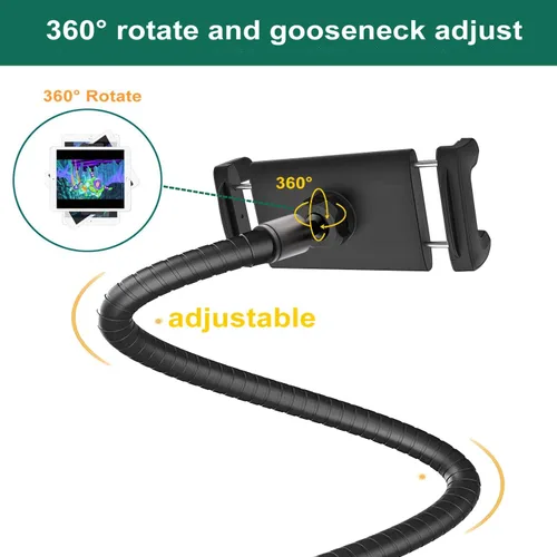 Vista 4 de Soporte para tablet de asiento de automóvil para tablet y teléfono de 4 a 13 pulgadas, resistente soporte de brazo de cuello de cisne de 19.7