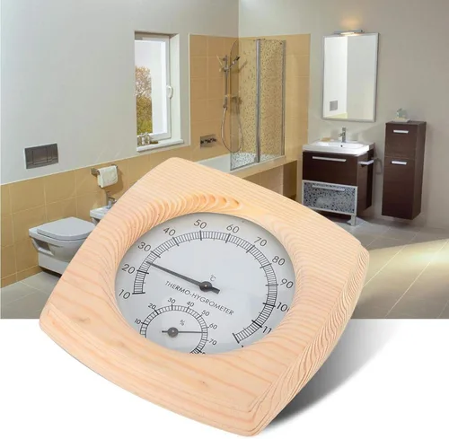 Vista 5 de Haofy Termómetro de sauna 2 en 1, termómetro digital higrómetro, higrómetro de madera para sala de vapor, medidor de temperatura