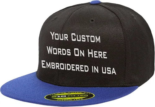 Vista 9 de Sombrero personalizado Flexfit 210 Personalizar Añadir su propio texto Bordado Flatbill