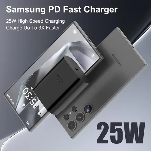 Vista 6 de Samsung USB-C - Adaptador de alimentación de carga súper rápida, bloque de carga PD de 25 W para Samsung Galaxy S26/S26 Ultra/S26+/S25