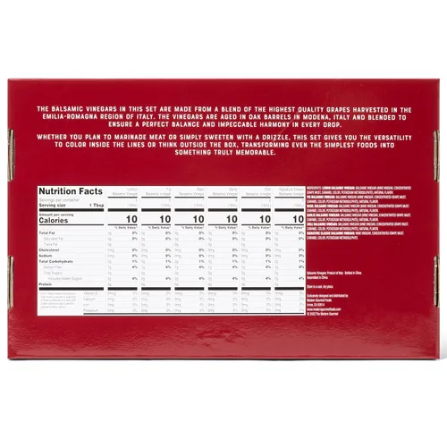 Vista 2 de Thoughtfully Gourmet, juego de regalo de vinagre balsámico, los sabores incluyen higo, chile, ajo y más, certificado IGP, fabricado en Módena