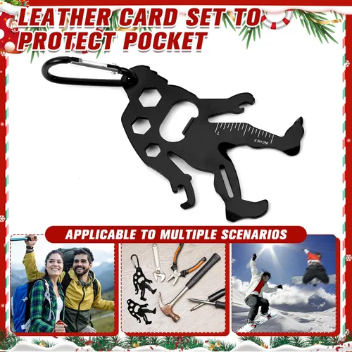 Vista 3 de Cholemy 12 herramientas de tarjetas de crédito, regalos novedosos para el día del padre, hombres, papá, relleno de calcetines, billetera