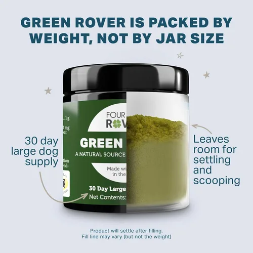 Vista 7 de Four Leaf Rover Green Rover - Verdes para perros en polvo con brotes de brócoli orgánicos, espirulina fermentada y verduras de mar - Formulado por
