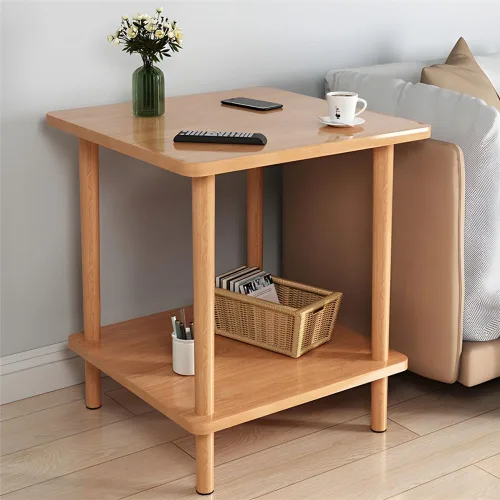 Vista 17 de Mesa auxiliar contemporánea de estilo redondo simple, mesa auxiliar de madera maciza, mesa auxiliar para espacios pequeños, mesitas de noche
