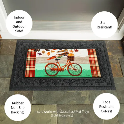 Vista 5 de Evergreen Flag Tapete para interruptor de bicicleta de otoño, tapete de entrada intercambiable para interiores y exteriores, 22 x 10 pulgadas, parte