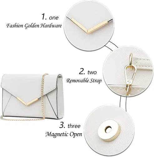 Vista 2 de KKXIU Elegante bolso de mano de piel sintética para mujer, bolso de mano plegable para fiesta, boda, baile de graduación