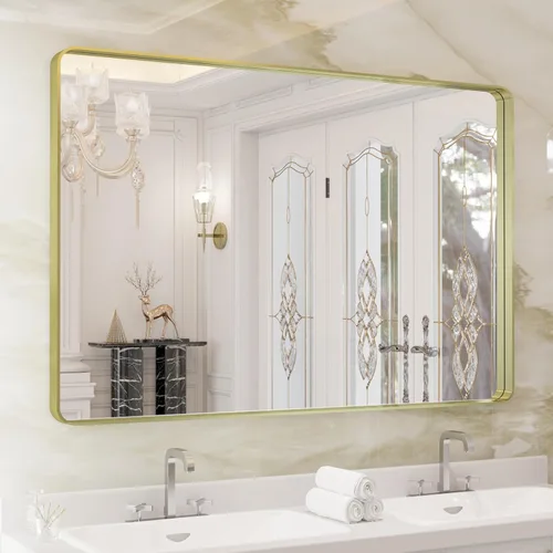 Vista 3 de WEER - Espejo de baño con luces LED, 50x70cm, espejo de tocador montado en la pared, 3 colores regulables, almohadilla antiempañante retroiluminada