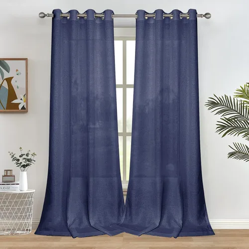 Vista 39 de Melodieux Cortinas Semitransparentes Negras de 63 Pulgadas de Largo para Ventanas Pequeñas de Sala de Estar y Dormitorio con Aspecto de Lino Rústico