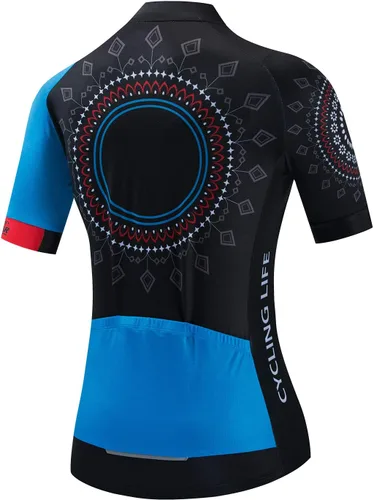 Vista 2 de JPOJPO Camiseta de ciclismo para mujer, de secado rápido, transpirable, reflectante, S-2XL