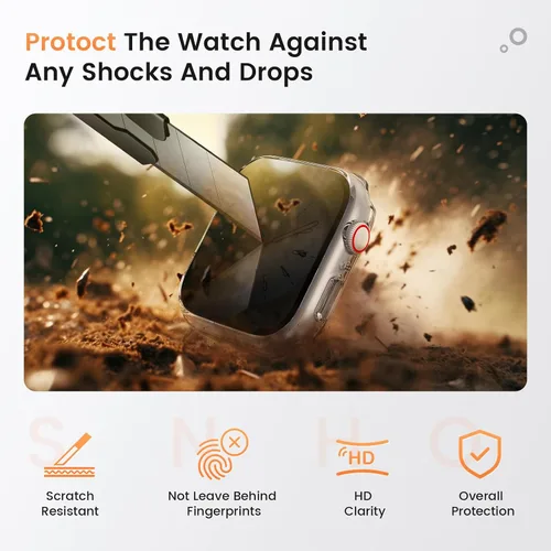 Vista 4 de Goton Funda impermeable con privacidad para Apple Watch, protector de pantalla, película de vidrio templado anti-espía, cubierta iWatch, carcasa