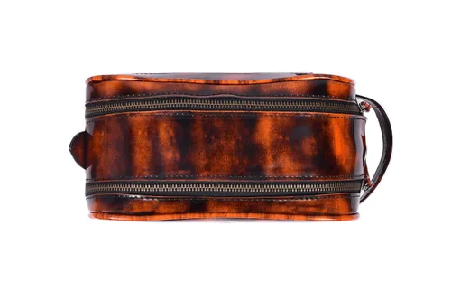 Vista 5 de Neceser de viaje de cuero premium de 10 pulgadas con forro impermeable Kit Dopp vintage hecho a mano tamaño King por Aaron Leather Goods