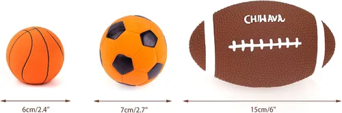 Vista 5 de CHIWAVA Paquete de 2 pelotas de juguete de látex chirriante de 6 pulgadas para perros de fútbol rugbys para perros medianos y grandes