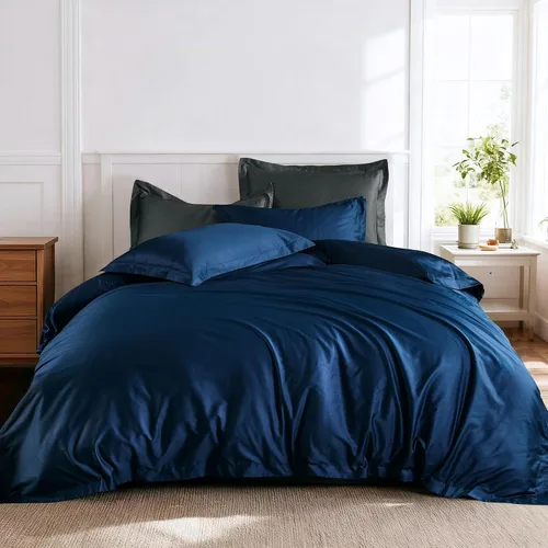 Vista 9 de Ventidora Juego de funda de edredón de 3 piezas, tamaño individual, 100% algodón orgánico lavado con sensación de lino, juego de ropa de cama