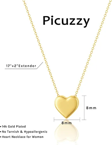 Vista 5 de Collares de corazón para mujer, delicado collar de oro de 14 quilates, collar de corazón de plata, gargantilla simple para mujer, joyería de moda