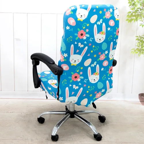Vista 2 de Funda elástica para silla de oficina de Pascua, ajuste suave, silla giratoria universal de escritorio, silla de computadora con respaldo alto