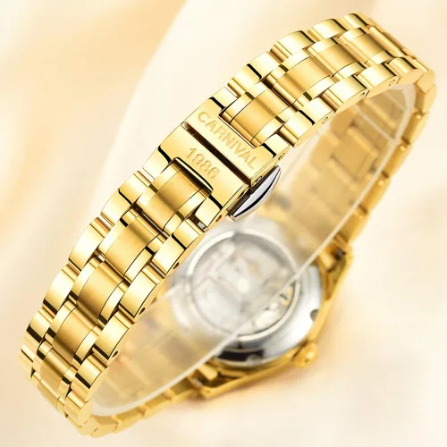 Vista 8 de TEINTOP Carnival - Juego de 2 relojes mecánicos para parejas para hombres y mujeres, para él o ella, todo color dorado y blanco, blanco, dorado