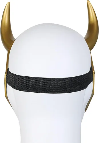 Vista 3 de Casco de cuernos de superhéroe, corona de PVC dorado, para Halloween
