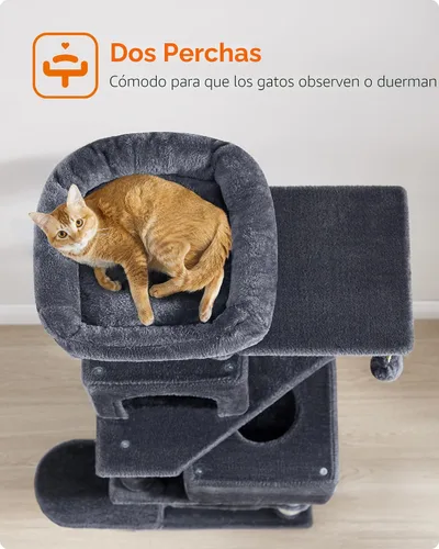 Vista 4 de Feandrea Cat Tree, 59.5-Inch Tall Cat Tower, Multi-Level Condo, Smoky Gray Gris ahumado (Smoky Gray)